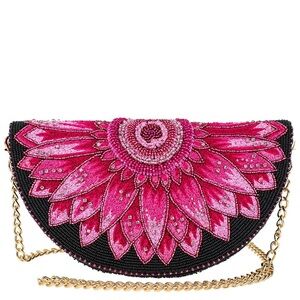 Mary Frances Flirty Pink Floral Beaded crossbody clutch Bag